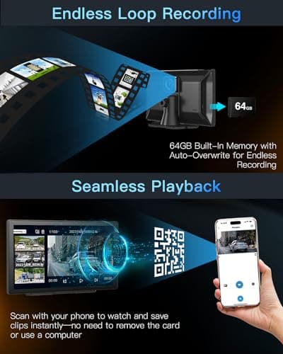 Portable Wireless CarPlay Touchscreen for Car: 4K Apple Carplay & Android Auto Car Play Screen with 4K Dash Cam/1080p Rear Camera/GPS Navigation/Bluetooth/Mirror Link/AirPlay (Black-9IN) 7