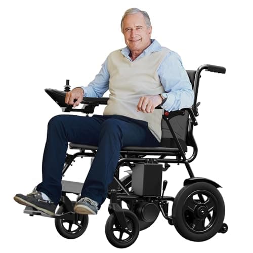 AIRHOT Foldable Electric Wheelchair for Adults, 15 Miles Long Travel Range Power Wheelchair, 300LBS Weight Capacity, All Terrain Motorized Wheelchair for Seniors Portable