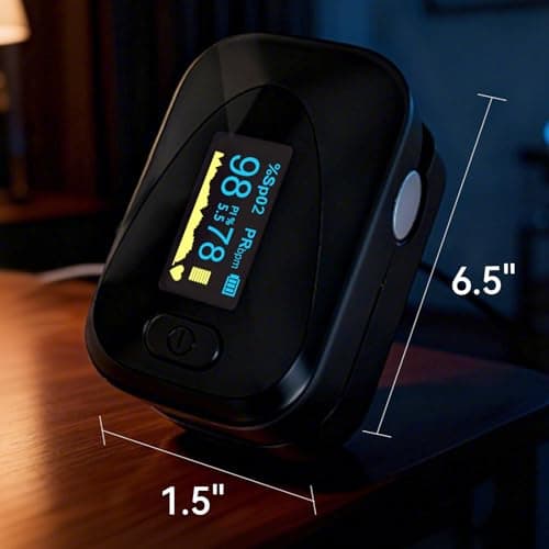 Pulse Oximeter Fingertip, Fast SpO2 Reading Accurate Oxygen Monitor Fingertip Oximeters with Alarm for Seniors Portable Blood Oxygen Saturation Monitor Black with Silicone Cover 6