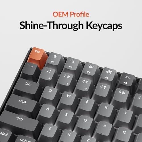 Keychron K2 75% Layout Bluetooth Wireless Mechanical Gaming Keyboard Silent K Pro Red Switch/White LED Backlit/USB C/Anti Ghosting/N-Key Rollover, 84 Keys, for Mac Windows 6