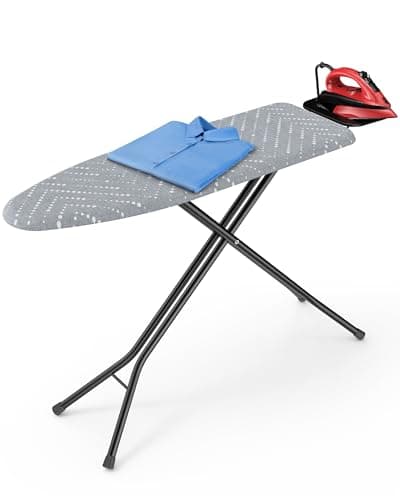 Kitsure Folding Ironing Board - Height Adjustable Iron Board in Full Size, Wobble-Free & Heavy-Duty Ironing Board with Cover and Pad for Heat Resistance, Grey, 43" L x 13" W x 35.8" H 7