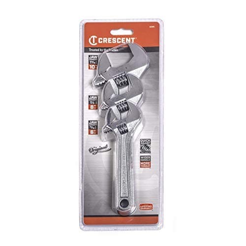 Crescent 3 Pc. Adjustable Wrench Set 6", 8" & 10" - Mechanical & Plumbing Wrenches - With Larger Knurl & Hex Jaw - Chrome Plated to Resist Rust & Corrosion - Reduces Fatigue - Hand Tools - AC3PC 7