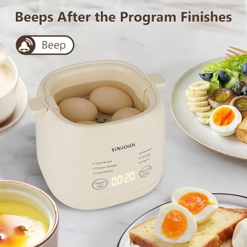 Rapid Egg Cooker, 6 in 1 Egg Cooker for Hard Boiled Eggs, Soft Boiled, Egg Custard, Electric Egg Boiler with Auto Shut Off and Beep Alarm, Smart Egg Maker for Home, Kitchen, Dorm, No BPA 9