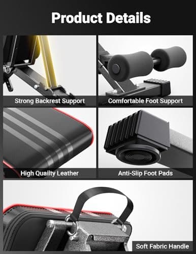 Yoleo Adjustable Weight Bench, 660LB Foldable Workout Bench with Extended Head/Neck Protection/Spine Support for Bench Press, Fast Folding Incline Decline Flat Bench 7