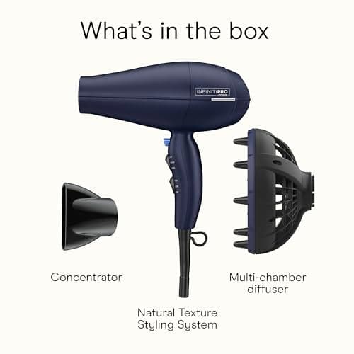 INFINITI PRO CONAIR Hair Dryer with Innovative Diffuser, Enhances Curls and Waves While Reducing Frizz, Dark Blue 9