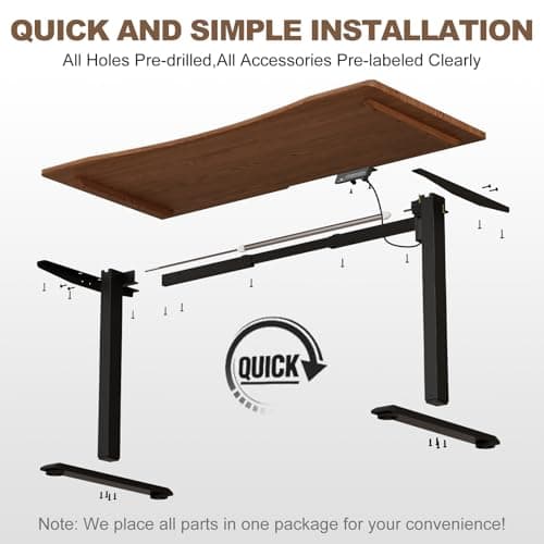 Solid Wood Electric Standing Desk 55"x23.6"Home Office Desk,Adjustable Workbench with 3 Stages Dual Motor, Computer Workstation with T-Shaped Metal Bracket,Walnut Standing Table for Gaming Room(1 Box) 6