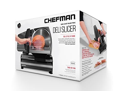Chefman Electric Deli Slicer With Adjustable Slices, Stainless Steel Blades, Safe Feet - For Ham, Cheese, Bread, Fruit & Veggies 8