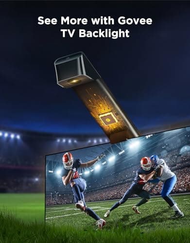 Govee TV Backlight 3 Lite with Fish-Eye Correction Function Sync to 55-65 Inch TVs, 11.8ft RGBICW Wi-Fi LED Strip Lights with Camera, 4 Colors in 1 Lamp Bead, Voice and APP Control, Adapter 8