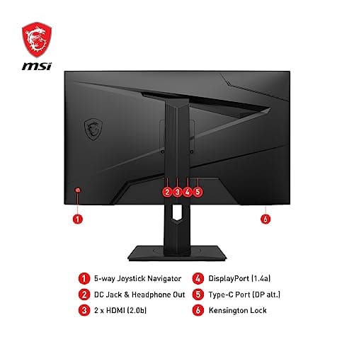 msi G274QPX, 27" Gaming Monitor, 2560 x 1440 (QHD), Rapid IPS, 1ms, 240Hz, G-Sync Compatible, HDR 400, HDMI, Displayport, Tilt, Swivel, Height Adjustable, Pivot 6