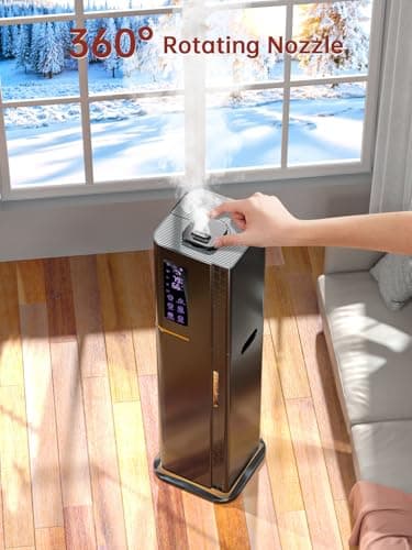 2.64Gal Humidifiers for Bedroom Large Room, Warm and Cool Mist up to 500ft², Top Fill Diffuser Ambient Light, 3 Mist Modes, 24H Timer, 35dB Quiet Humidifier for Home Office Plants 8