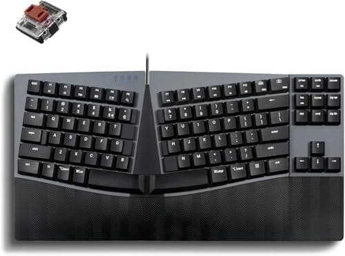 Perixx PERIBOARD-335BR Wired Ergonomic Mechanical Compact Keyboard - Low-Profile Brown Tactile Switches - Programmable Feature with Macro Keys - Compatible with Windows and Mac OS X - US English