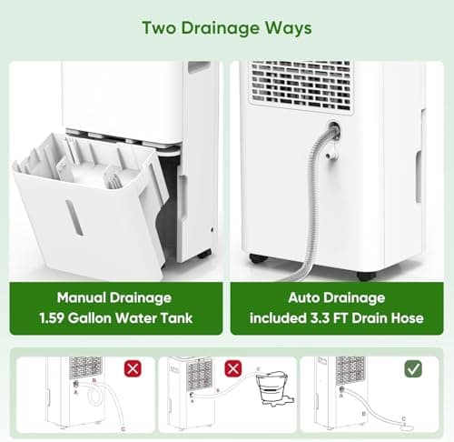 Dehumidifier, Dehumidifier for Basement with Drain Hose Max 70 Pints, Dehumidifiers for Home up to 4,500 Sq. Ft, Ideal for Bedroom, Bathroom & Large Rooms, Humidity Control, Dry Clothes, 24HR Timer 7