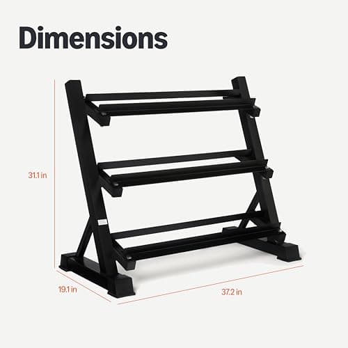 Amazon Basics 3-Tier Adjustable Dumbbell Weight Rack, Sturdy Steel Stand Only, Black 5