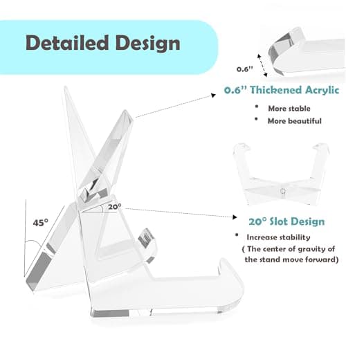 KHOTN Acrylic Cookbook Stand, Clear Cookbook Holder Recipe Book Holder, Multifunctional Display Stand for Counter or Tabletop, Photo Picture Frame Display Stand, Home Decor, Transparent 5