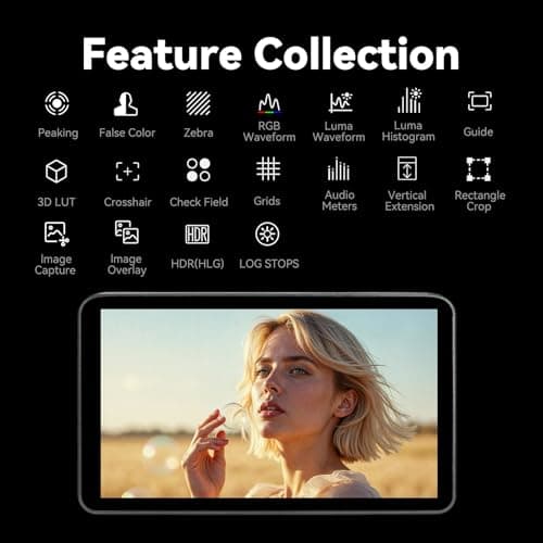 Portkeys LH7P 7inch Camera Monitor 1000nit High Brightness 1920 x 1080 IPS Touchscreen Monitor, with Built-in Wireless Module, Support Stretch Effects, 3D LUT Output for DSLR Cameras (Black) 9