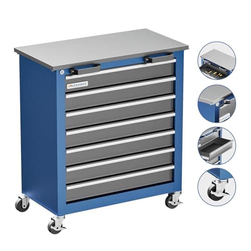 LARBANKE Combination Tool Cabinet,3 Different Types of Tool Cabinets with Connecting Buckle:5-Drawer/7-Drawer/Double-Door Tool Cabinet,Individually Usable,Large Rolling Tool Chest with Wheels 6