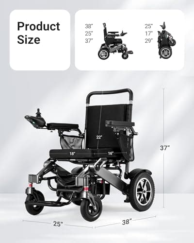 Electric Wheelchair for Adults and Seniors, 25 Miles Longer Range, Foldable Power Wheelchair, 500W Dual Motors Mobility Scooter, Compact All Terrain Motorized Wheelchair, Intelligent Folding 9