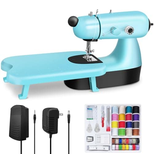 Mini Sewing Machine, Upgraded Electric Sewing Machine with Sewing Bag, Expansion Board, LED Light, Fast Stitch Suitable for Clothes,Cutains,Jeans,DIY Home Travel