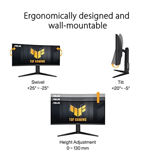 ASUS TUF Gaming 34” 1440P 1500R Curved Monitor (VG34VQL3A) - QHD (3440 x 1440), 180Hz, 1ms, Extreme Low Motion Blur, Freesync Premium Pro, 125% sRGB, DisplayHDR 400, Height Adjustable, 3 year warranty 5