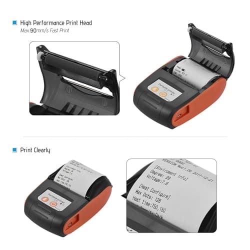 Sunydog Thermal Receipt Printer, PT-210 58mm Portable Thermal Printer Handheld Ticket Bill Printer for Retail Stores Restaurants Factories Logistics Small Business,1 Paper Roll 6