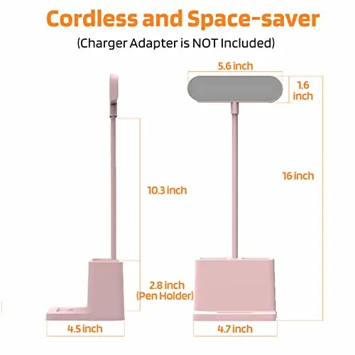 AXX Cute Desk Lamp, Pink Table Light for Women, Teen Girls, Adjustable LED, Small, Rechargeable, Battery Operated, Touch Control, Gooseneck, Home Office Accessories, College Dorm Essentials 7