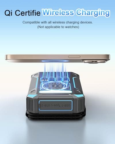 Hicyzoe Solar Charger Power Bank 49800mAh Wireless Portable Phone Charger Built-in 4 Cables and 4 Solar Panels,12W QC3.0 Fast Charging USB-C Battery Pack for iPhone with Flashlight for Camping Travel 5