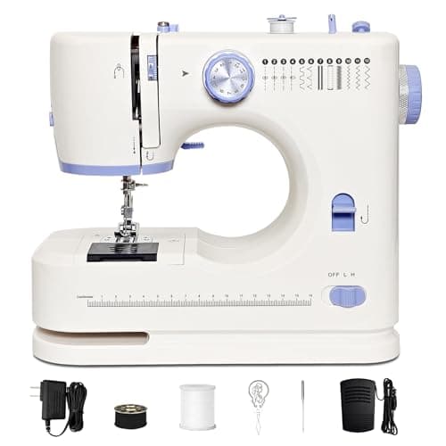 Beginner-Friendly Mini Sewing Machine with 12 Built-in Stitches, Sewing Machine with Foot Pedal, Portable, High-Low Speeds, Perfect for Sewing Enthusiasts
