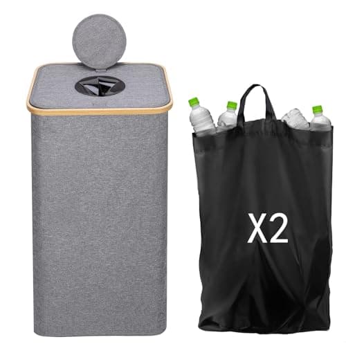 Recycling Bin,100L Recycling Bin for Kitchen Indoor Home,Bottle Recycle 26Gallon Large Capacity With Removable Tote Bag, Collecting Glass Paper Plastic Metal Empty Bottles,Recycle Bin Zip-Top Can