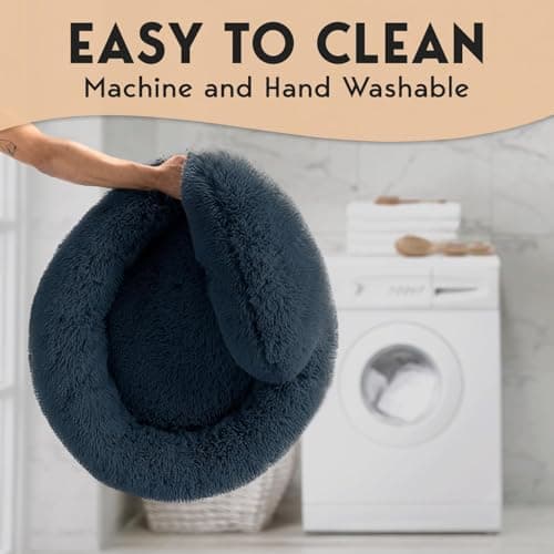 PetJett Calming Dog Bed Medium Size Dog - 30'' Donut Bed, Washable Dog Bed, Anti-Slip & Super Soft Fluffy Plush Round Dog Bed, Anti-Anxiety Premium Comfort Pet Bed, Fits Dogs Upto 45 lbs - Dark Grey 7