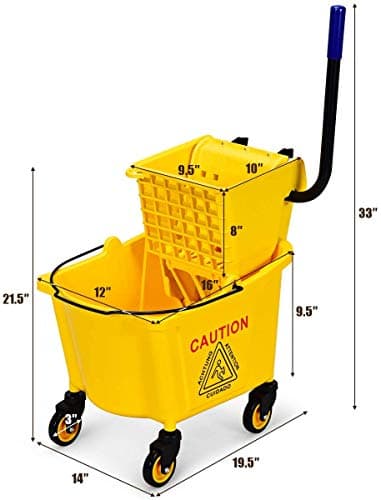 Nightcore Commercial Mop Bucket, All-in-one Tandem Floor Cleaning Wavebrake, Side Press Cleaning Wringer Portable Trolley On Wheels, Ideal for Household, Commercial,Restaurant,26 Quart Capacity 7