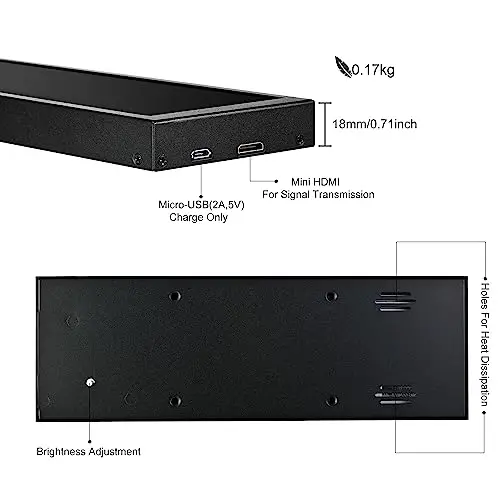 wisecoco 7.84 Inch Mini Monitor HD IPS 1280x400 Secondary Screen Stretched Bar LCD Display with Casing for Laptop Computer Speed Temperature Windows Aida64 CPU GPU Monitoring 6