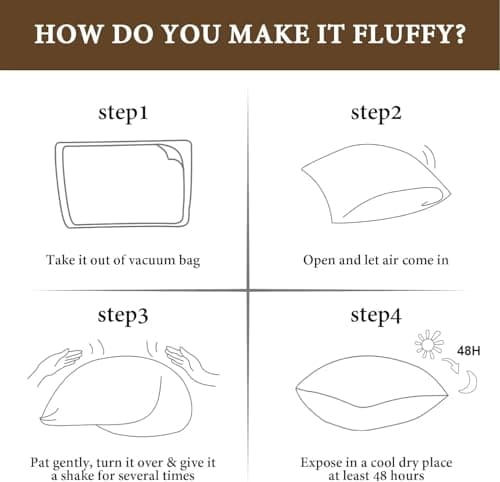 BHZ Goose Down Feather Pillows Queen Size - Hotel Collection Bed Pillows for Sleeping Soft Pillow for Side and Back Sleepers with 100% Cotton Fabric 6