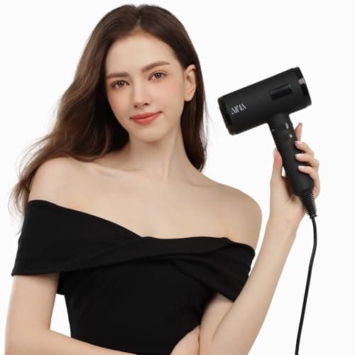 AINA Professional Salon Hair Dryer,2000W Blow Dryer with Diffuser Brush Comb for Women-BLDC Hair Dryer-Brushless Motor 150,000 RPM,Ionic,LED Display,4 Magnetic Attachments 110V/ALCI (Vader Black) 6