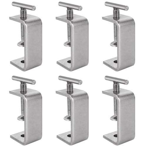 FVIEXE 6PCS 2 1/2 Inch C Clamps, Heavy Duty 304 Stainless Steel C Clamp Small with Stable Wide Jaw Opening & I Beam Design, Desk Woodworking Clamp Tiger Clamp, Clamping Range 15-60mm