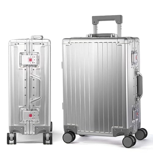 UrbanExplorer All Aluminum Carry On Luggage 22x14x9 Airline Approved Heavy Duty Hard Shell Suitcases Zipperless Suitcase with TSA Lock, Sliver, 20 Inch