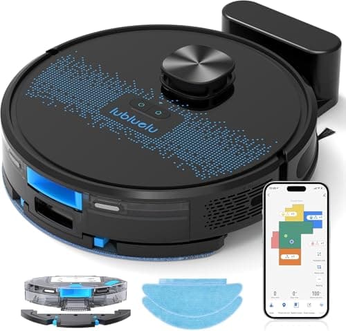 Lubluelu Robot Vacuum and Mop Combo 4000Pa, LiDAR Navigation, 2-in-1 Laser Robotic Vacuum Cleaner, 5 Editable Mapping, 10 No-go Zones, WiFi/App/Alexa, Vacuum Robot for Pet Hair, Carpet, Hard Floor