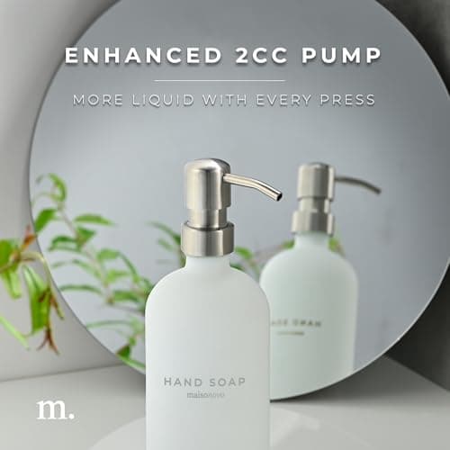 MaisoNovo Soap Dispenser 3-Piece Set | 16.9oz White Bottles with Silver Stainless Steel Pump Core 6