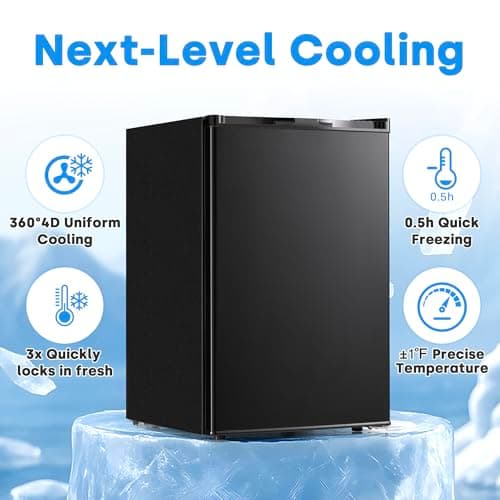 Erivess 3.0 Cu.ft Compact Upright Freezer, Single Door Mini Freezer with Adjustable Thermostat, Removable Shelves, Energy-Saving & Low Noise, Small Freezer for Home/Dorm/Apartment/Office (Black) 6