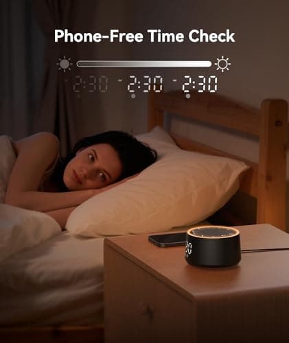 Dreamegg Sound Machine for Sleep - D1 Nova White Noise Sound Machine for Baby Adult with Alarm Clock, Soothing Sounds, Dimmable, White Noise Alarm Clocks for Bedrooms Heavy Sleepers Travel, Black 6