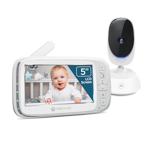 Motorola Nursery No WiFi Video Baby Monitor with Camera and Audio, 5” Screen, Remote Pan-Tilt-Zoom, Night Vision, 2-Way Talk, Long Battery Life, 1000ft Range, Temperature Sensor, Lullabies - VM75