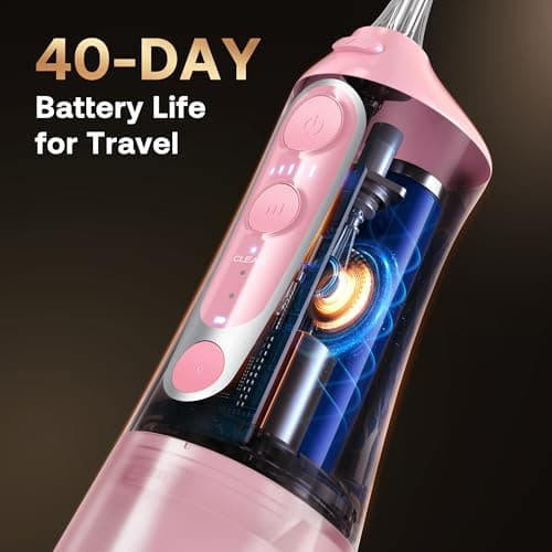 Bitvae C6 Water Dental Flosser Teeth Picks, Portable Cordless Oral Irrigator, IPX7 Waterproof Braces Flossers Cleaner, 5 intensities 6 Jet Tips, Rechargeable Water Dental Picks for Cleaning, Pink 6