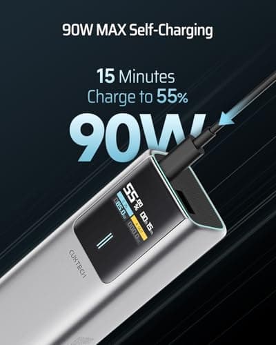 CUKTECH 10 Power Bank 10000mAh(4S1P), 100W USB C Portable Charger with Smart Display, PD3.0 Fast Charging External Battery Pack for iPhone 16/15/14/13, Samsung, MacBook, Dell, Steam Deck and More 5