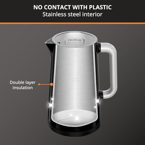 KRUPS Smart Temp Electric Kettle: 1.7L Capacity, 5 Precise Temperature Settings, Digital Display, Cool-Touch Exterior, Cordless Design for Tea and Coffee Lovers 6