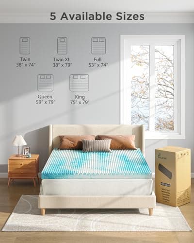 PERLECARE 3 Inch Egg Crate Memory Foam Mattress Topper Queen Size, Pressure Relief & Cooling Gel Infused Mattress Pad, Soft & Ventilated Design Bed Topper, CertiPUR-US Certified, Blue 6