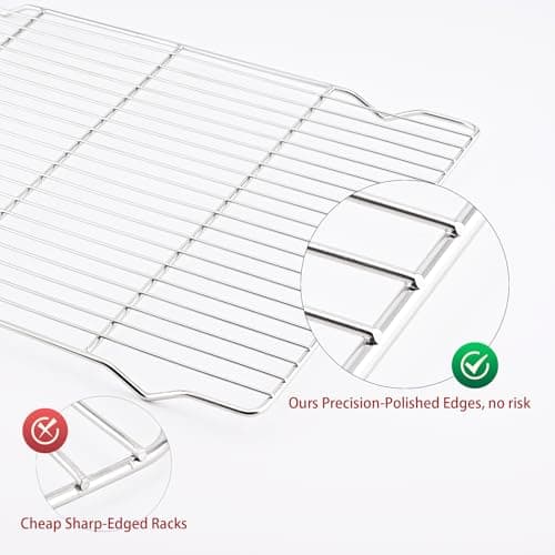 Mlintech Cooling rack,2-Pack Heavy-Duty Stainless Steel wire rack for cooking (16.5"x11.5") - Oven Baking Wire Rack for Sheet Pans, Bread, Dishwasher Safe & Non-Toxic Metal Grates 5