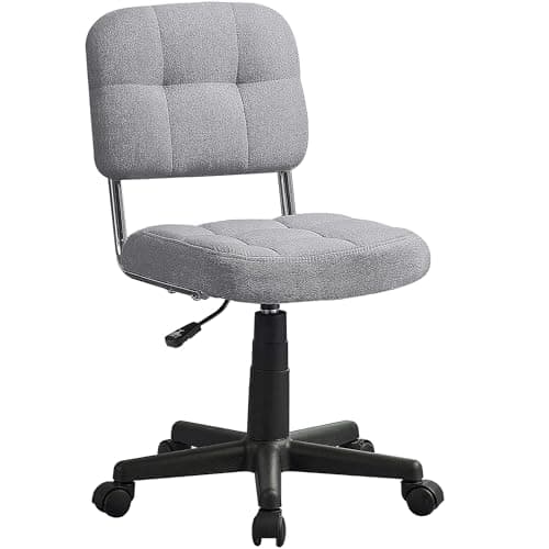 VECELO Modern Armless Home Office Desk Chair, 360°Rolling Swivel Adjustable Height for Make Up/Bed Room/Small Space, Linen Fabric
