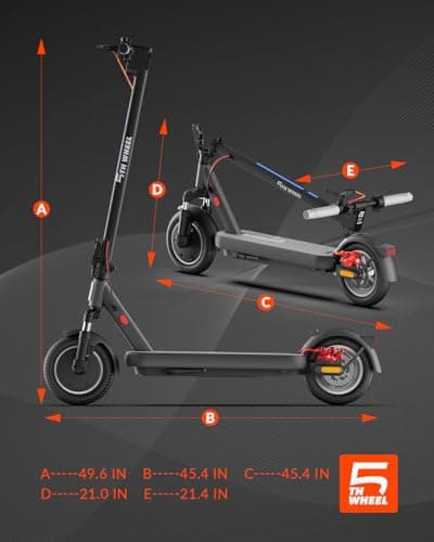 5TH WHEEL V40Pro Adult Electric Scooter,10" Solid Tires,800W Peak Motor,20Mph Top Speed,24.9Miles Foldable Electric Scooter with Dual Suspension&Brakes,App Control,Ambient Light 8