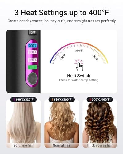 XCOOL Cordless Hair Straightener and Curler 2 in 1, Mini Curling Iron Straightener Combo with 5000mAh Battery, Portable Ceramic Flat Iron for Travel, USB-C Rechargeable, 15s Fast Heating, Gray 4