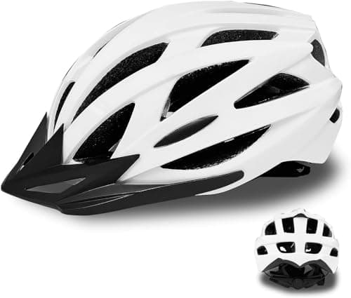 AISSTXOER Road Bike Helmet Adult Men & Women, Adjustable Lightweight Design (22-24.5 Inches) - Vented, Removable Visor & Reflective White, for Day and Night Commuting & Sports | CPSC Certified