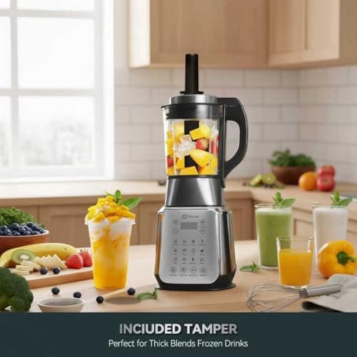 Glass Blenders for Kitchen – Stainless Steel Professional Blender for Smoothies 1500W Motor, Food Processor Combo 9 Adjustable Speeds, 14 Preset Programs, BPA-Free Glass Jar blender, Nut Milk, Soups 7